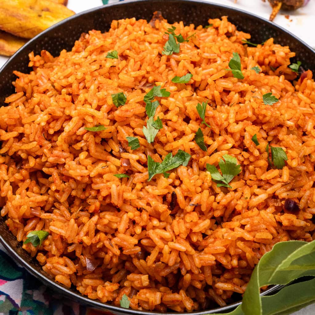 Smoky Jollof Rice with Fried Plantains