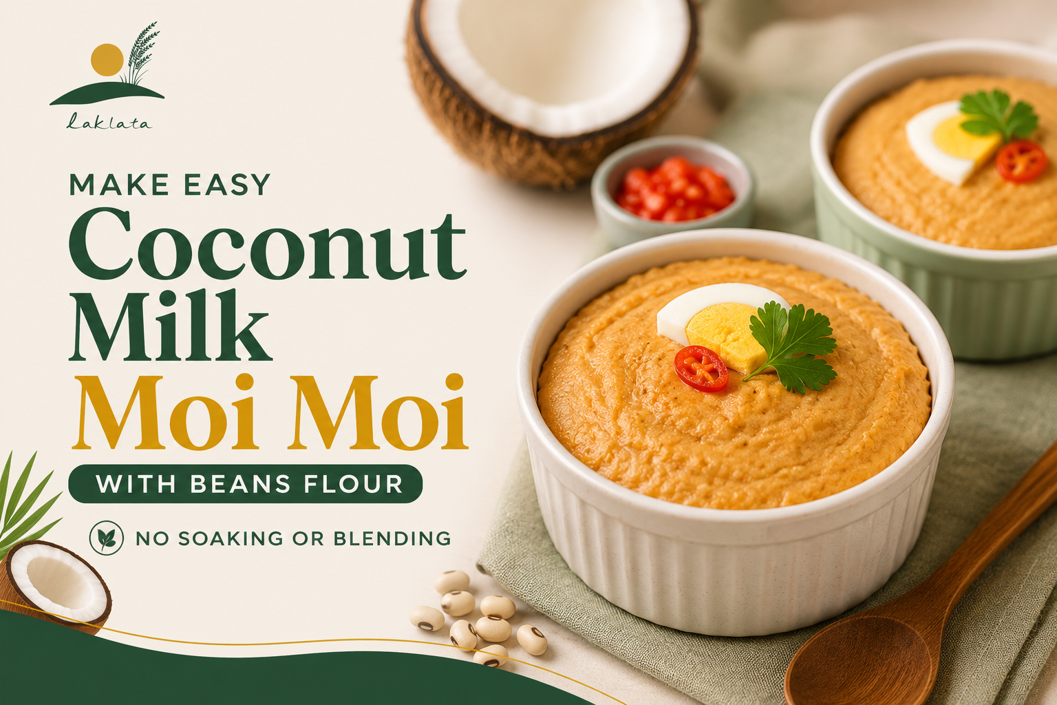 Easy Coconut Milk Moi-Moi with Beans Flour(No Soaking or Blending)